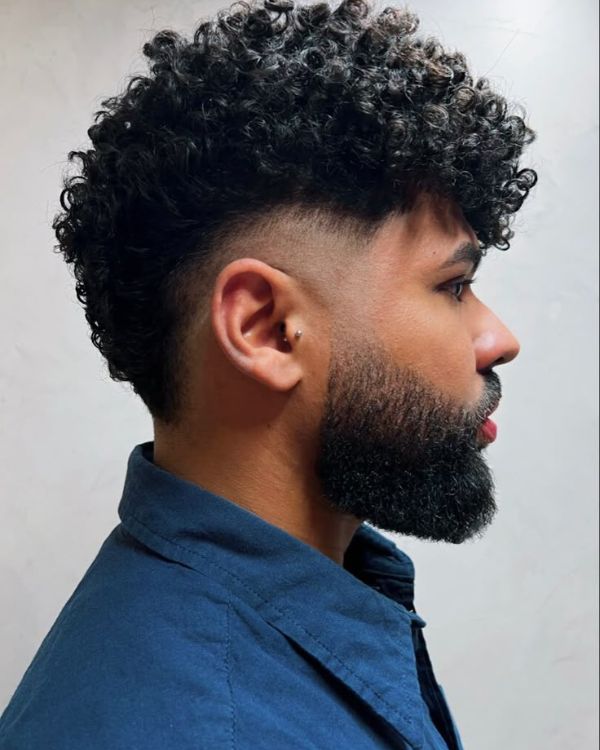 Curly Mohawk Burst Fade