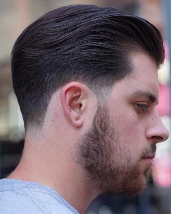 middle parted brush back