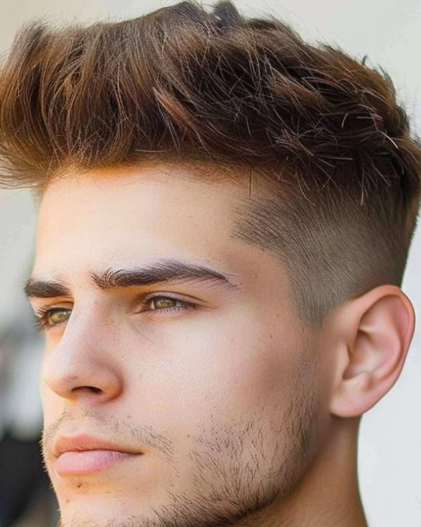 Short Textured Quiff with Mid Fade
