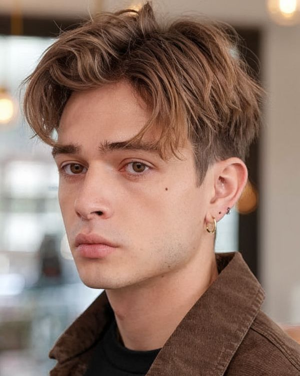 sleek middle part with short sides