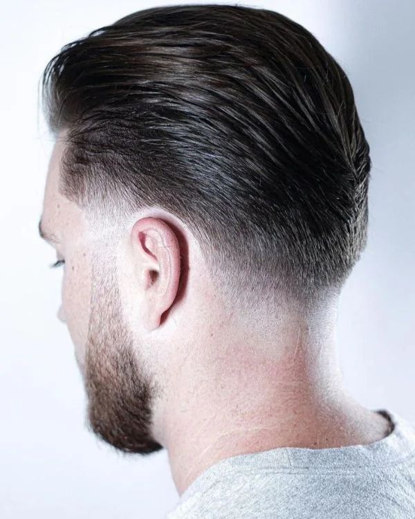Edgy Slick Back Fade with Line Up