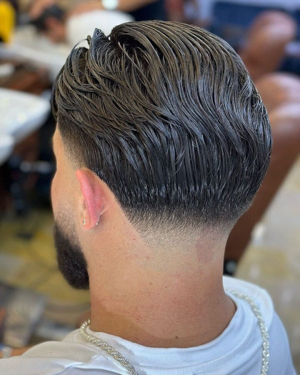 Long Brush Back with Low Fade