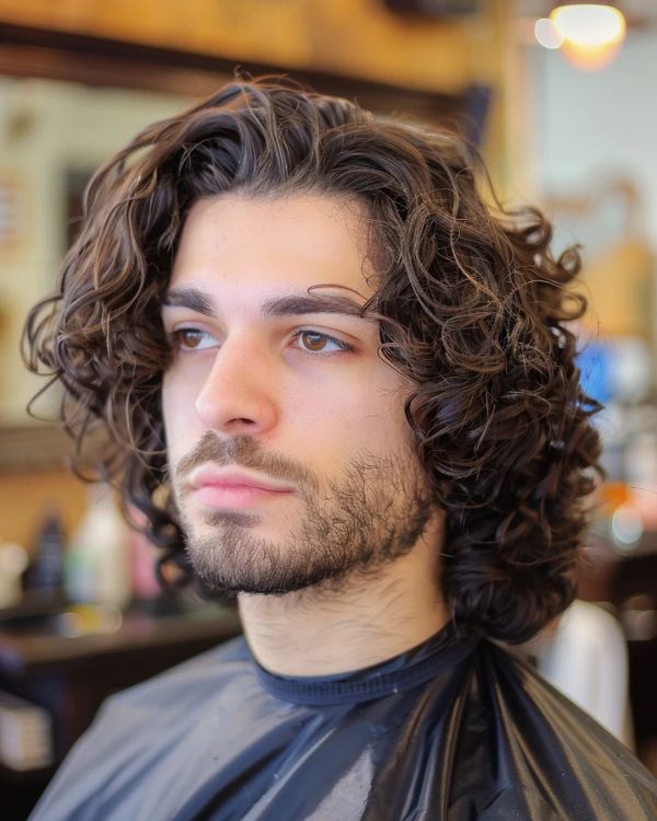 Long Curly Middle Part
