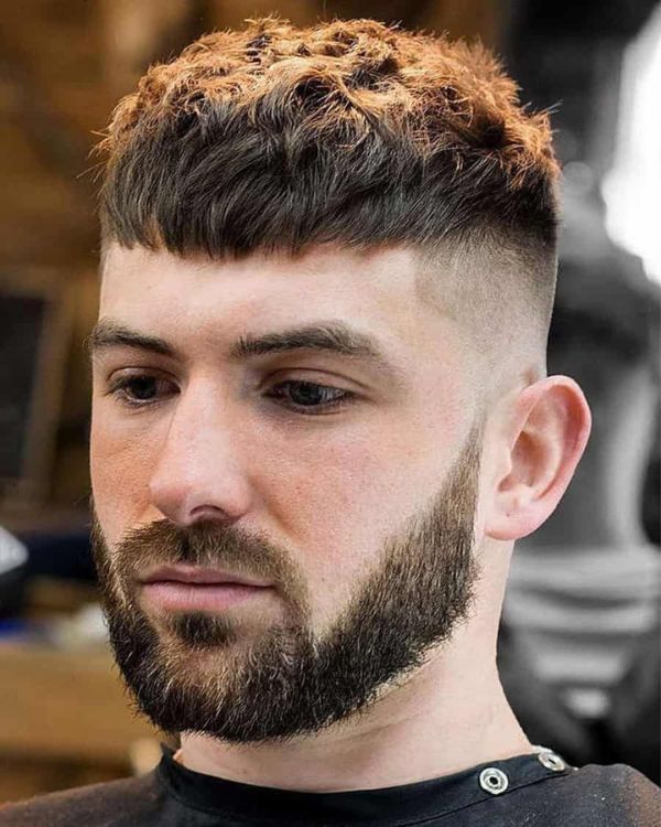 Short Fringe with Mid Fade and Beard