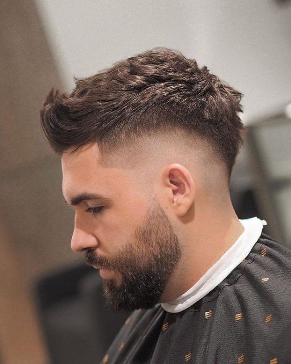 Textured Faux Hawk with Low Burst Fade