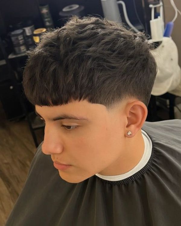 Short Layers with Blunt Fringe and Fade