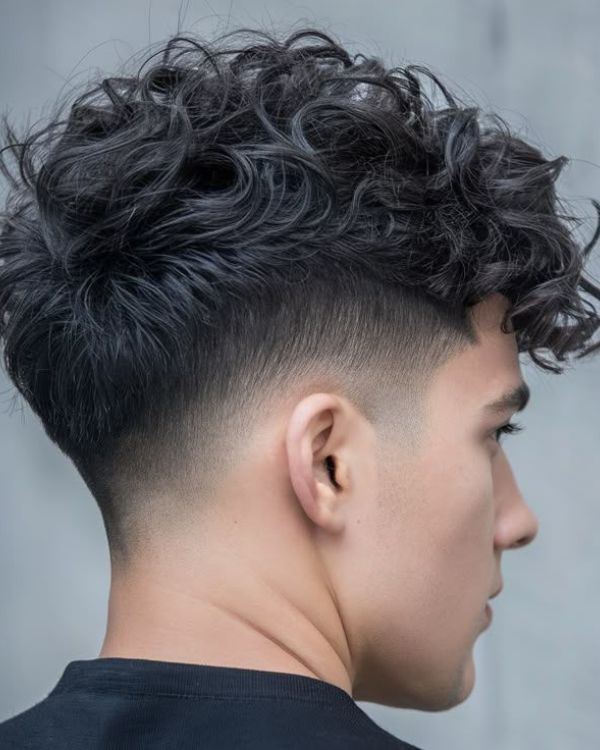 Thick Curly Taper Fade